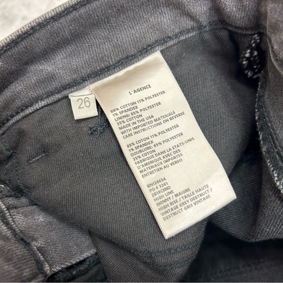 L'AGENCE, Vintage Grey, "Destruct", High Line, Skinny, High Rise, Size 26 - Picture 8 of 12